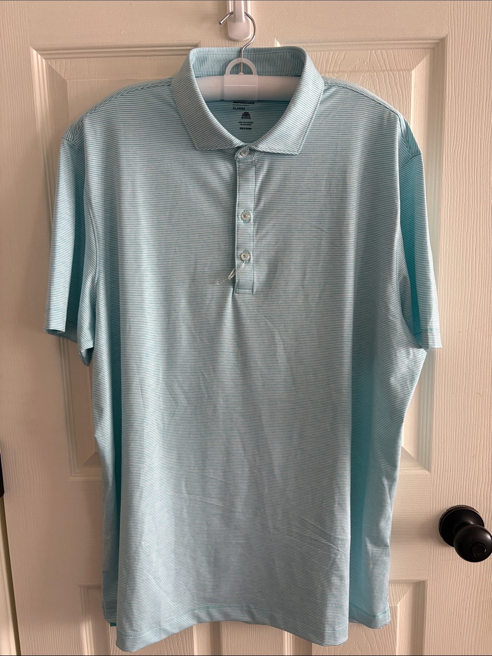 johnnie-O Men's Light Aqua Micro-Striped Polo